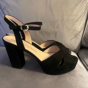 Stuart Weitzman Black Suede Platform Sandals